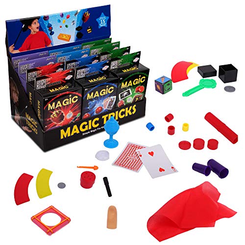 Playkidz 12 Packs of Magic Trick for Kids  Party Favors Magic Set with Over 15 Tricks Each Made Simple Magician Pretend Play Birthday IndoorOutdoor Fun Games - Image 1