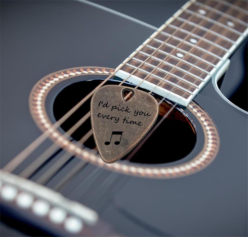 JUPPE Birthday Gifts For HIm or Her, Bronze I'd Pick You Every Time Guitar Pick With Wood Gift Box Music Gifts For Men Women Boy Girl (Wood Box Set) - Image 5