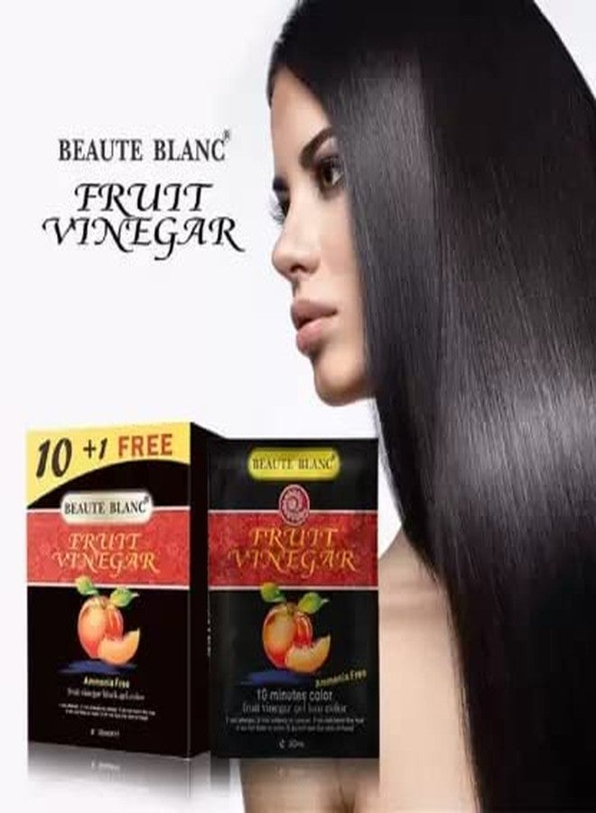 BEAUTE BLANC Fruit Vinegar Hair Gel Color Dye for Men & Women- 30ml x 11 (10 + 1 Free Pouch), BLACK - Image 3