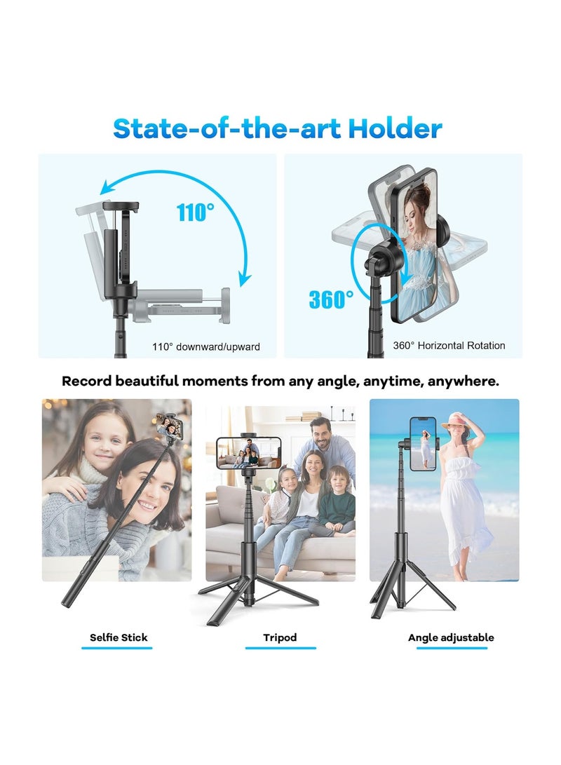 GUDOO 153CM Selfie Stick Tripod 2024 New Upgraded 360° Rotatable Tripod Aluminum Telescopic Pole and Wireless Remote Suitable for Selfies/Live/Travel - Image 3