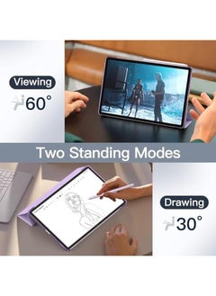 Jetech Case For Samsung Galaxy Tab S9 Fe 10.9 Inch Slim Translucent Back Tri Fold Stand Protective Tablet Cover Support S Pen Charging Auto Wake Sleep Lavender  - Image 5