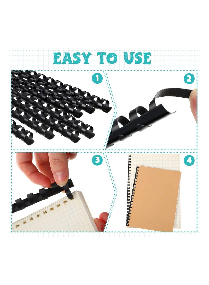 Generic 100 Pcs Plastic Comb Binding Spines 21 Holes 1 or 2 Inch Black Binding Comb Spines 90 Sheet Capacity Letter Size Plastic Spiral Binding for Notebooks Desk Calendars Picture Album  - Image 5