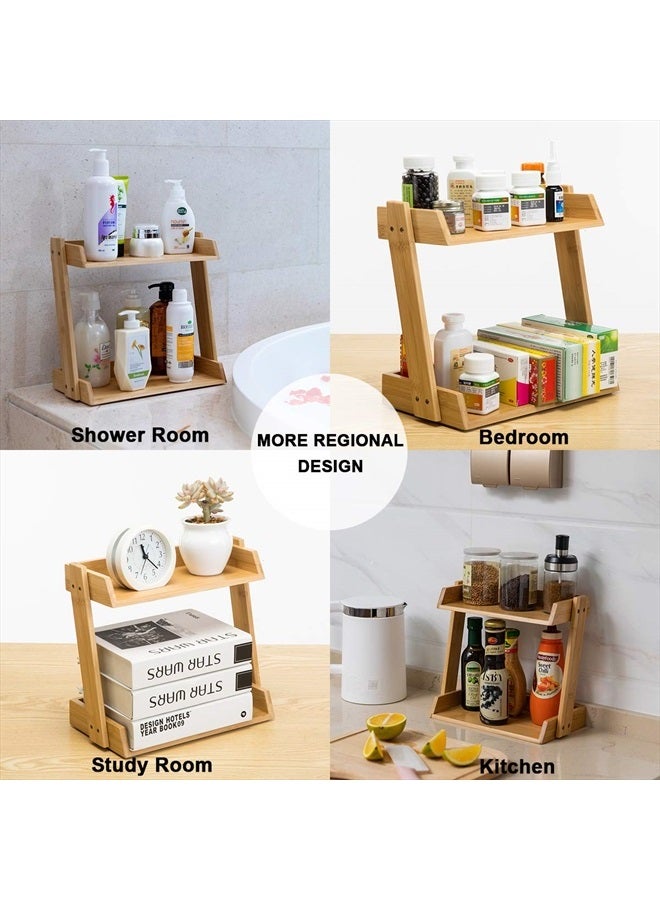 GOBAM Bamboo Makeup & Countertop Organizer, Small - 2 Layer Cosmetics, Lipsticks, Jewelry, Brushes, Hair Accessories & Perfume Organizer for Dresser, Easy Assembly - Natural - Image 5