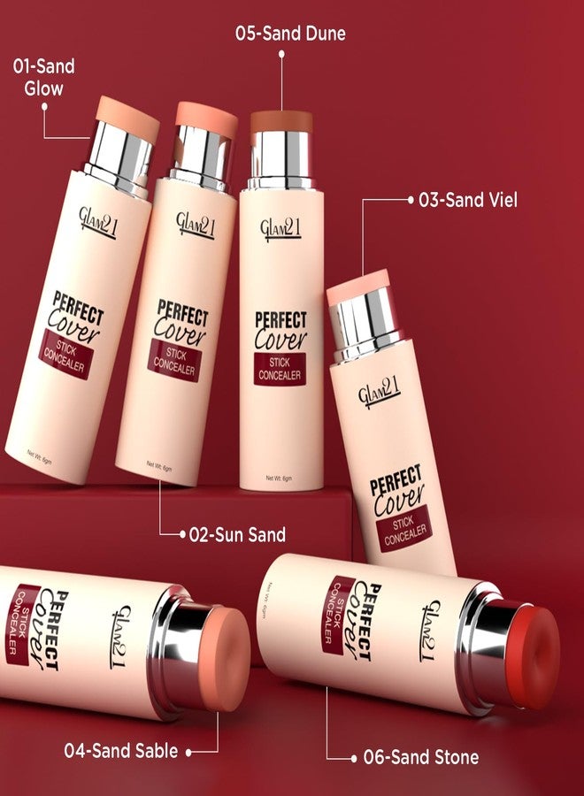 Glam 21 Glam21 Perfect cover stick concealer| Waterproof Concealer With Full Coverage |Easily Blendable Concealer | CreamyTexture | Matte Finish | Weightless and breathable Formula | Long Lasting| Sun Sand| 6gm - Image 4