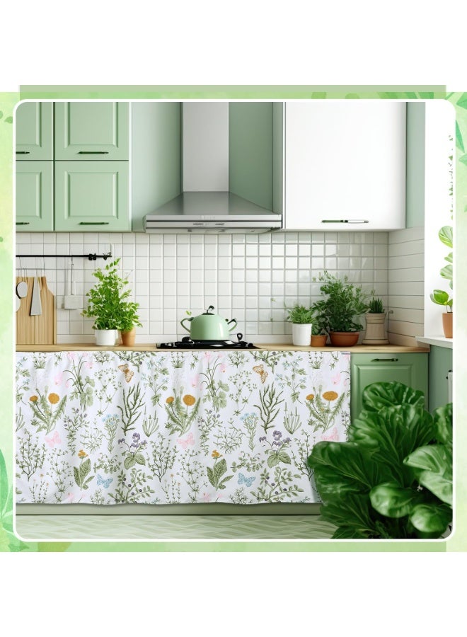 YelaJoy Sink Skirt Floral Waterproof Fabric Bathroom 140 * 82 cm, Self-Stick Adhesive Under Sink Curtain Skirt, Adds Bathroom Storage & Decor (Pastoral Design) - Image 4