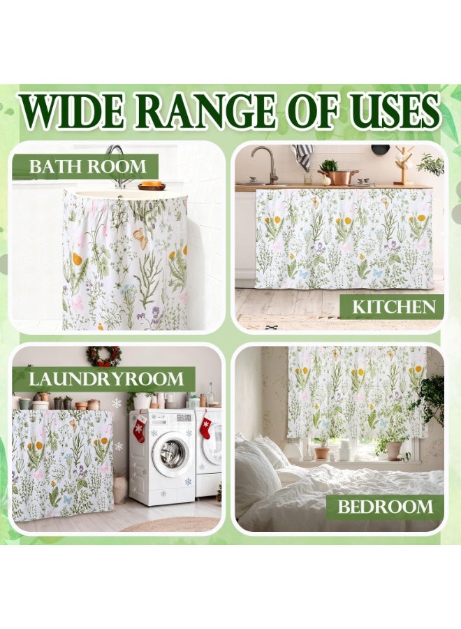 YelaJoy Sink Skirt Floral Waterproof Fabric Bathroom 140 * 82 cm, Self-Stick Adhesive Under Sink Curtain Skirt, Adds Bathroom Storage & Decor (Pastoral Design) - Image 3