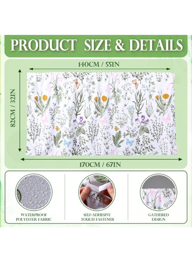 YelaJoy Sink Skirt Floral Waterproof Fabric Bathroom 140 * 82 cm, Self-Stick Adhesive Under Sink Curtain Skirt, Adds Bathroom Storage & Decor (Pastoral Design) - Image 5
