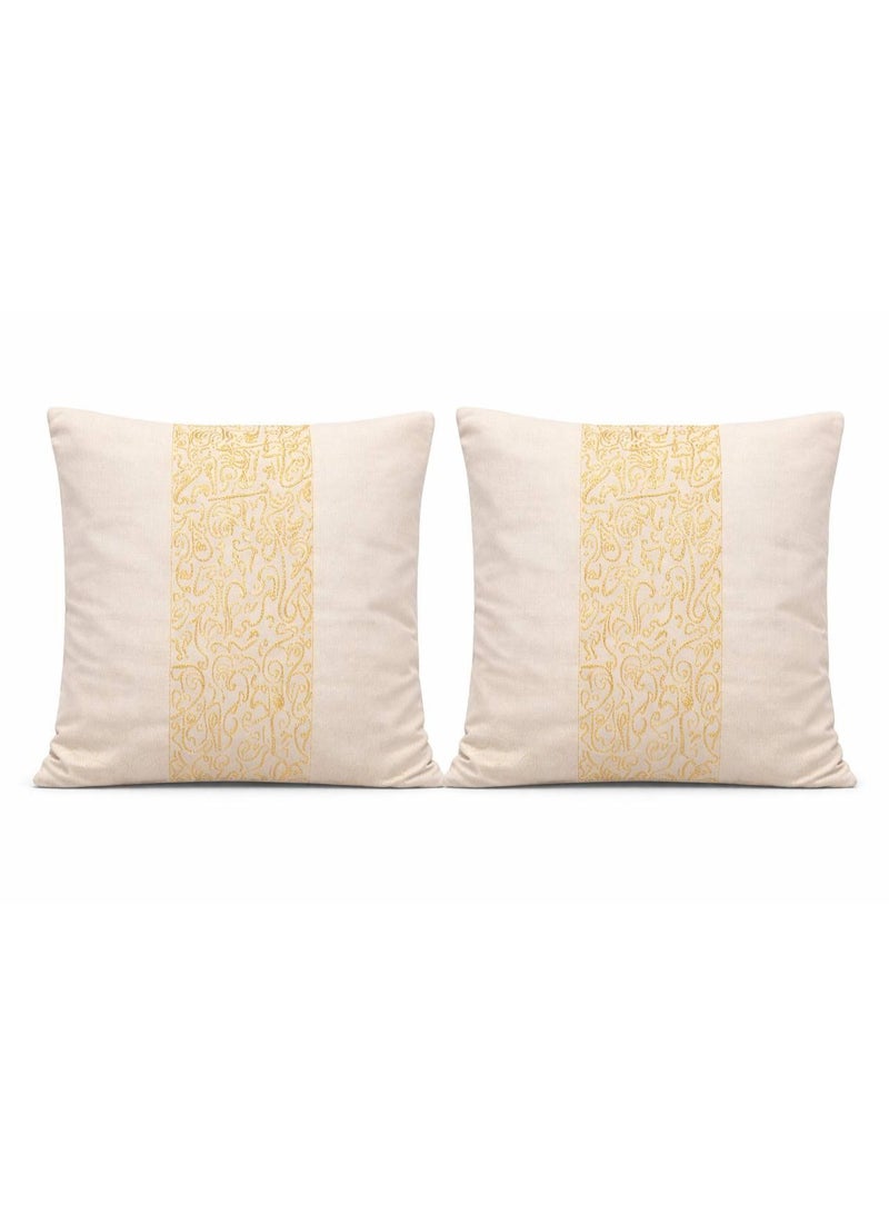 طقم كوشن 2 قطعة كتان * تطريز سيرما جولد خط عربي - Image 3