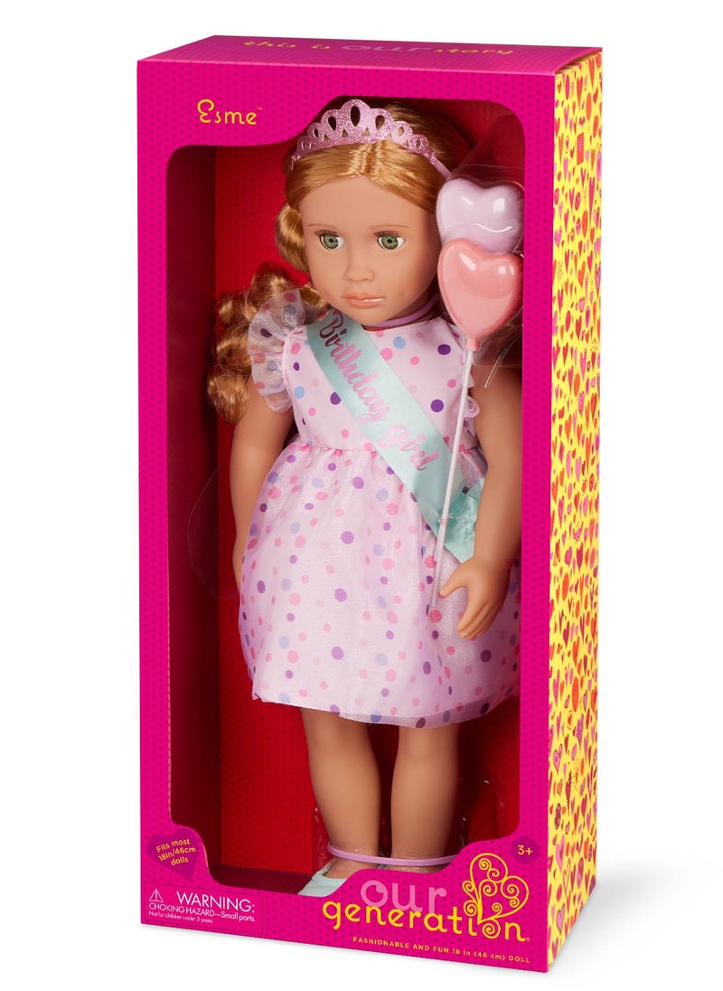 Our Generation - Esme 18-Inch Fashion Doll Birthday Celebration Fun And Interactive Dress-Up Soft Body With Movable Limbs, Fabric Clothing Age 3 Years And Up - Image 1