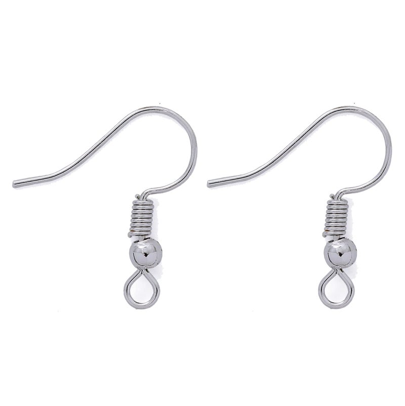 100 Pairs Rhodium Color Earwires French Earring HooksDangle Earring Findings Jewelry Making DIY EH1007R1