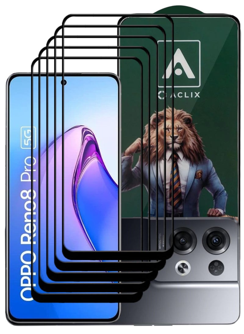 ACLIX 5 Pieces Antistatic ESD Dustproof Premium Quality High Definition Tempered Glass Screen Protector Designed For Oppo Reno8 Pro - Image 1