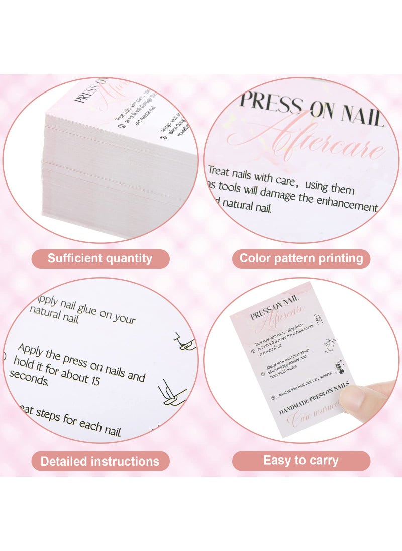 Sureio 200 Pieces Press on Nail Cards 2 x 3.4 Inches Business Card Aftercare Instructions Business Supplies How to Apply and Remove Press on Nail Supplies DIY Press on Nail Kit  - Image 4
