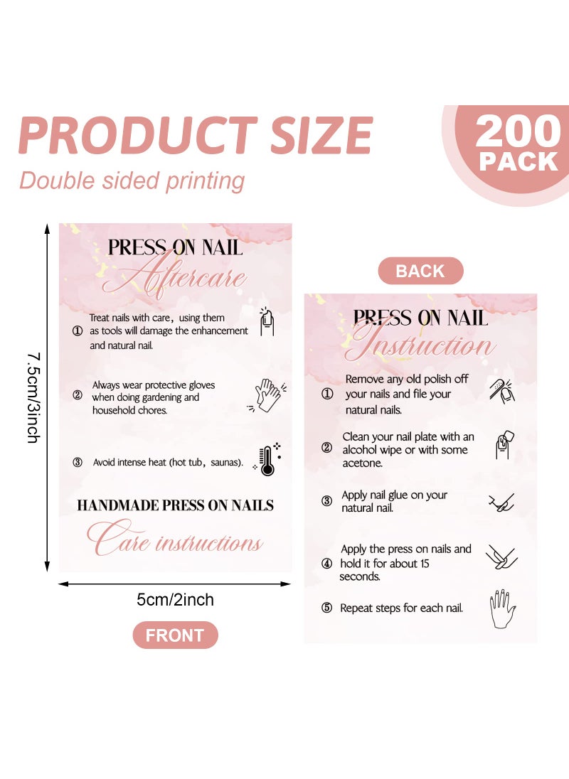 Sureio 200 Pieces Press on Nail Cards 2 x 3.4 Inches Business Card Aftercare Instructions Business Supplies How to Apply and Remove Press on Nail Supplies DIY Press on Nail Kit  - Image 2