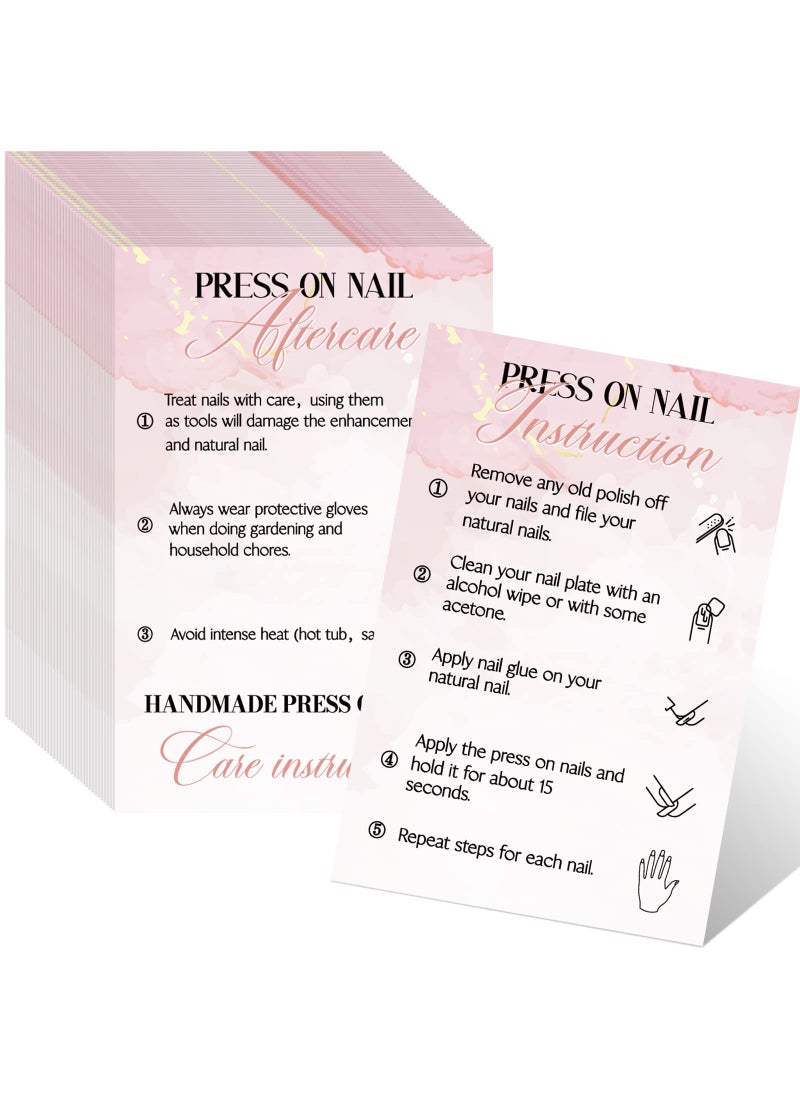 Sureio 200 Pieces Press on Nail Cards 2 x 3.4 Inches Business Card Aftercare Instructions Business Supplies How to Apply and Remove Press on Nail Supplies DIY Press on Nail Kit  - Image 1