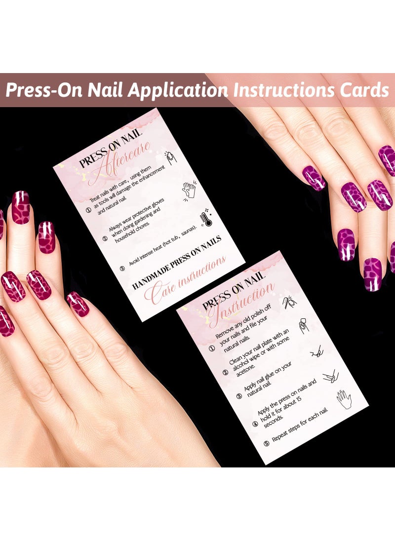 Sureio 200 Pieces Press on Nail Cards 2 x 3.4 Inches Business Card Aftercare Instructions Business Supplies How to Apply and Remove Press on Nail Supplies DIY Press on Nail Kit  - Image 3