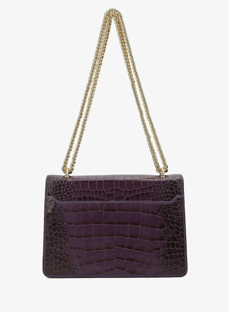 Da Milano Grapevine Croco-Textured Double Chain Bag (S) - Grapevine for Women | Best Price UAE