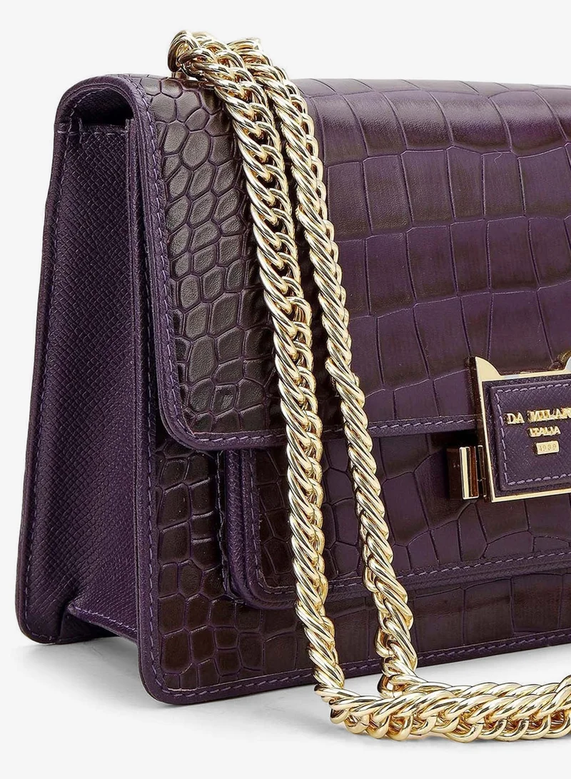 Da Milano Grapevine Croco-Textured Double Chain Bag (S) - Grapevine for Women | Best Price UAE