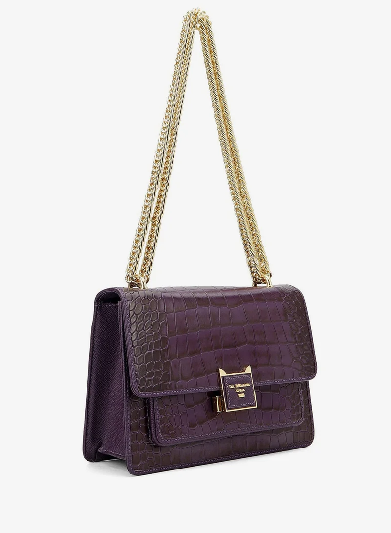 Da Milano Grapevine Croco-Textured Double Chain Bag (S) - Grapevine for Women | Best Price UAE