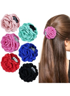 Cinaci Cinaci 6 Pieces 9cm/3.5" Retro Flower Rose Hair Claws Clips with Strong Hold Floral Updo Hair Clips Barrettes Accessories for Women Girls  - Image 1
