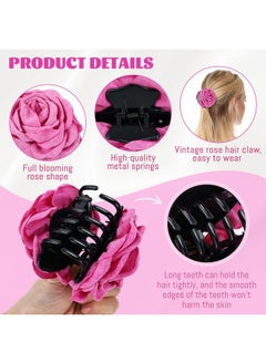 Cinaci Cinaci 6 Pieces 9cm/3.5" Retro Flower Rose Hair Claws Clips with Strong Hold Floral Updo Hair Clips Barrettes Accessories for Women Girls  - Image 3
