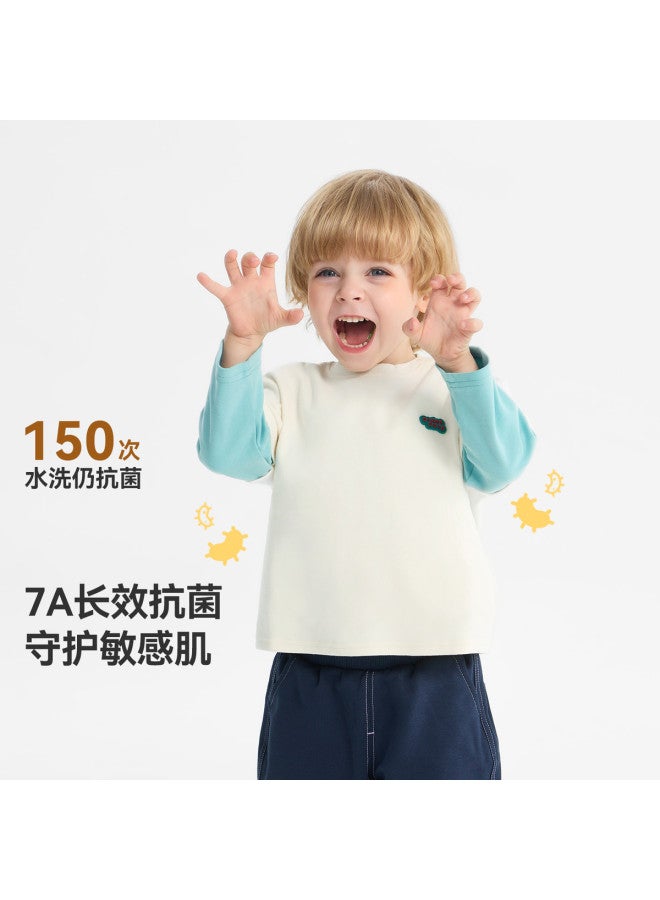 A Antibacterial] Boys' T-shirt Long Sleeve Spring/autumn Style Baby Fake Two-piece Top 25 New Arrival Children's Girls' - Image 4
