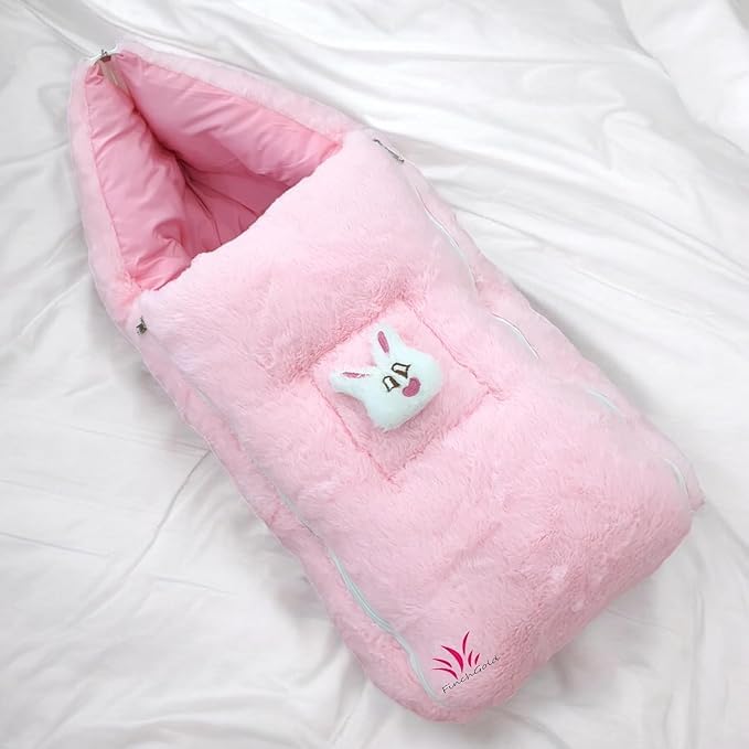 FinchGold Baby Bed Sleeping Bag Carry Nest Cotton Baby Bedding for New Born Infant Portable Bassinet for Baby Carrying co Sleeping Unisex Baby Sleeping Bed Pink - Image 1