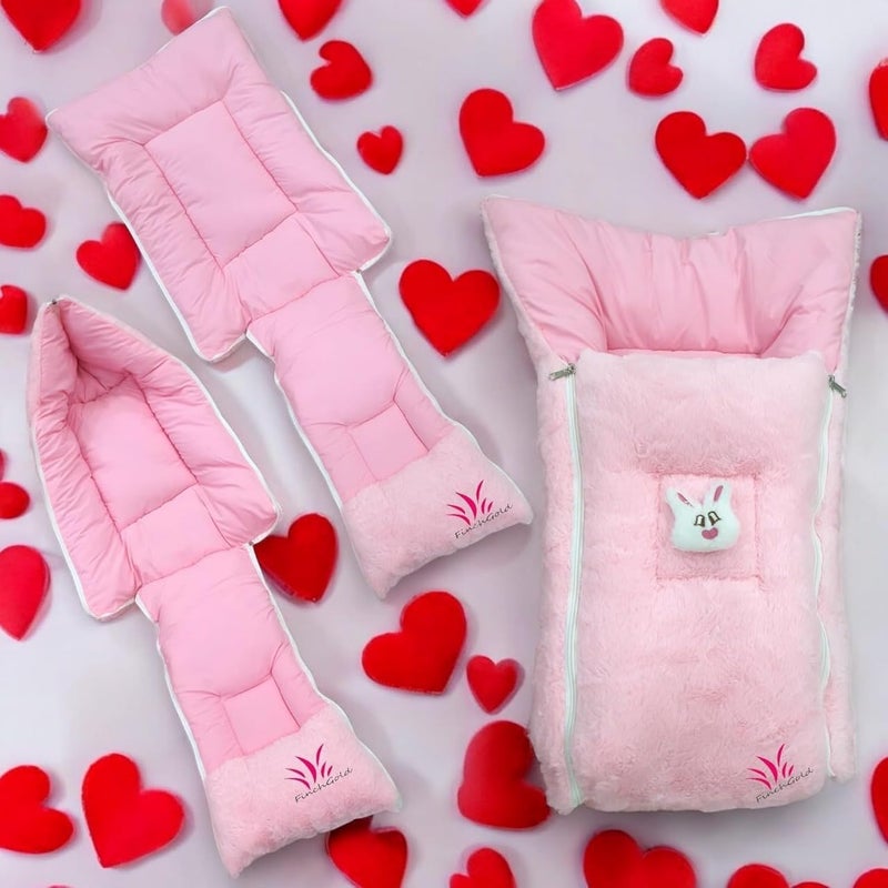 FinchGold Baby Bed Sleeping Bag Carry Nest Cotton Baby Bedding for New Born Infant Portable Bassinet for Baby Carrying co Sleeping Unisex Baby Sleeping Bed Pink - Image 3