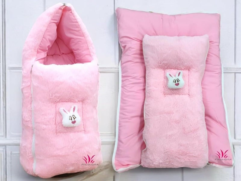FinchGold Baby Bed Sleeping Bag Carry Nest Cotton Baby Bedding for New Born Infant Portable Bassinet for Baby Carrying co Sleeping Unisex Baby Sleeping Bed Pink - Image 4