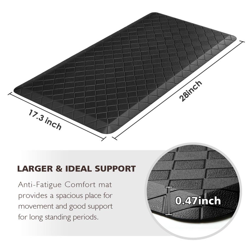 HappyTrends Floor Mat Cushioned Anti-Fatigue ,17.3"x28",Thick Waterproof Non-Slip Mats and Rugs Heavy Duty Ergonomic Comfort Rug for Kitchen,Floor,Office,Sink,Laundry,Black - Image 2