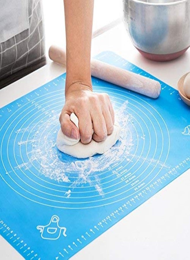 LIMNUO Silicone Baking Mat, Extra Thick Large Non Stick Pastry Mat Sheet for Dough Pie Crust Rolling Mats (Blue, M-16''(W)*20''(L)) - Image 2