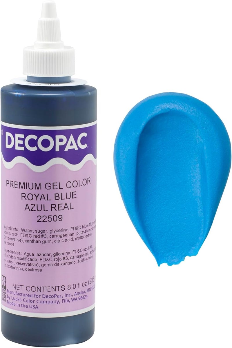 DECOPAC Premium Gel Food Color - Royal Blue, 8oz Edible Coloring for Baking and Decorating - Image 1