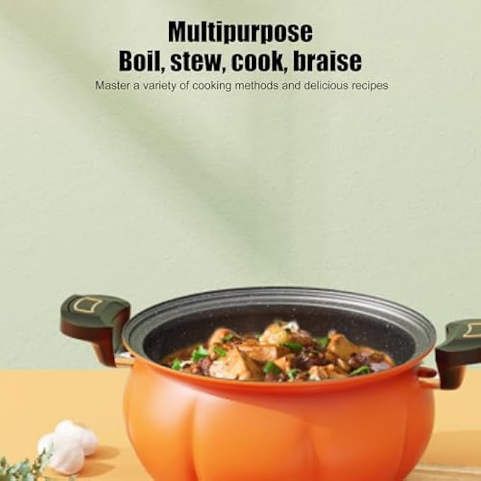 rayihni Micro Pressure Cooker 8L Multifunctional Anti Stick Pumpkin Micro Pressure Pot With Clear Lid For Kitchen - Image 3