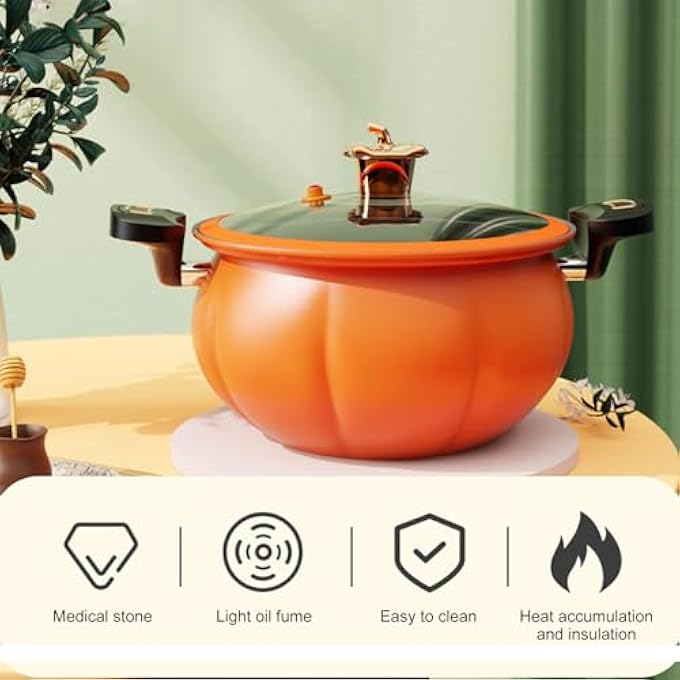 rayihni Micro Pressure Cooker 8L Multifunctional Anti Stick Pumpkin Micro Pressure Pot With Clear Lid For Kitchen - Image 4