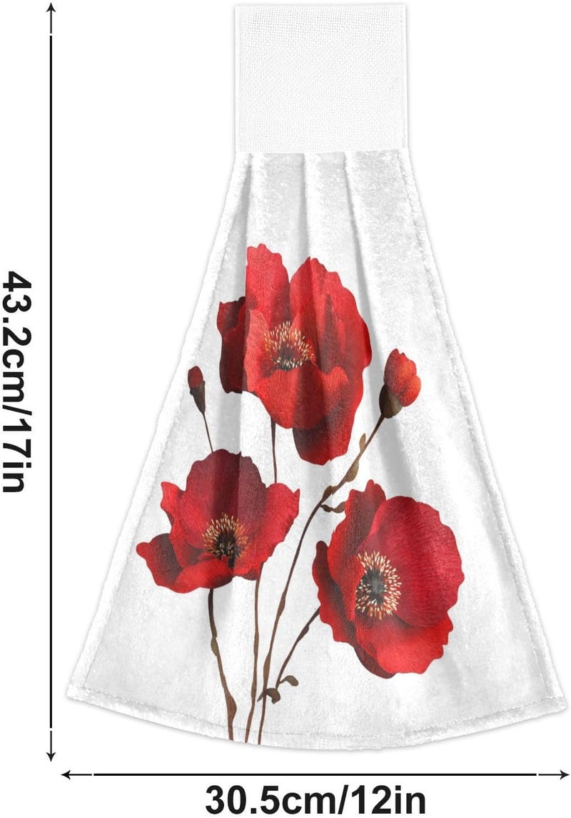Dussdil Spring Red Poppy Kitchen Hanging Towel 12 x 17 Inch Rose Blossom Floral Flowers Hand Tie Towels Set 2 Pcs Tea Bar Dish Cloths Dry Towel Soft Absorbent Durable for Bathroom Laundry Room Decor - Image 5