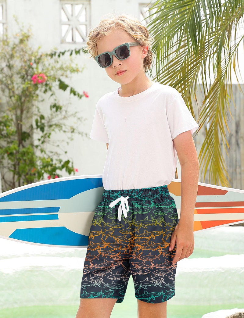 ZenGents Shark Swim Trunks Boys Size 12 14 16 Youth Boy Bathing Suit with Compression Liner Teen Kids Hawaiian Swimsuit Board Short Swimwear - Image 4