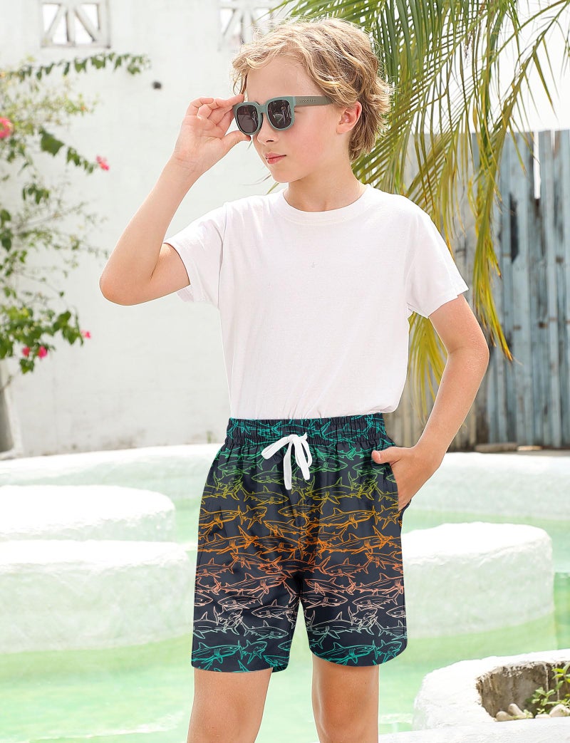ZenGents Shark Swim Trunks Boys Size 12 14 16 Youth Boy Bathing Suit with Compression Liner Teen Kids Hawaiian Swimsuit Board Short Swimwear - Image 5