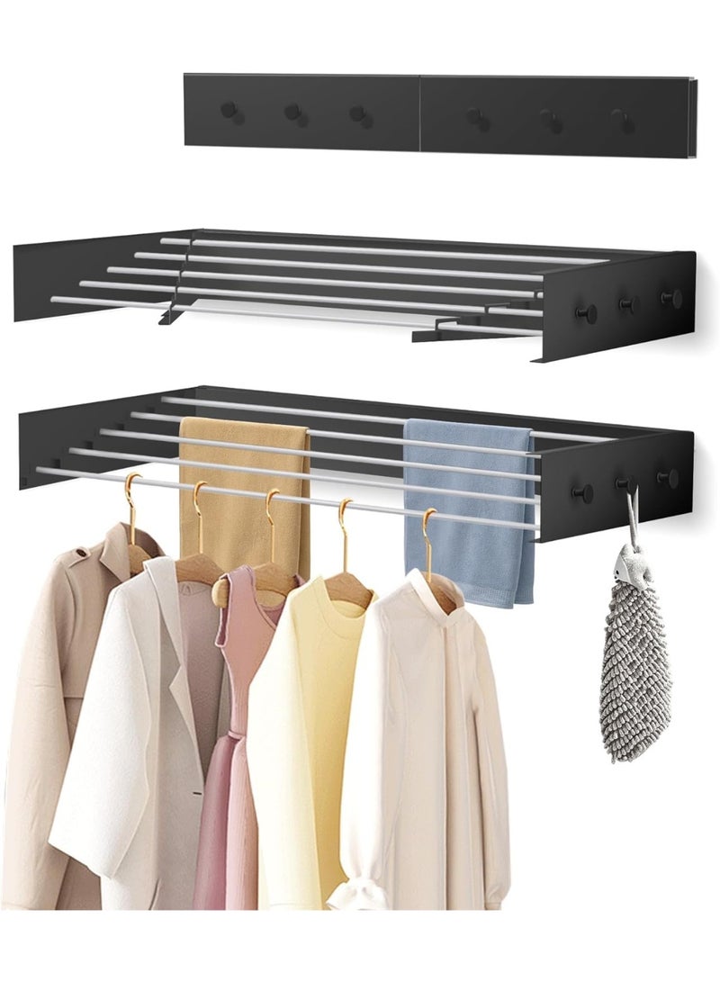 KYDTSYK Foldable Wall-Mounted Laundry Drying Rack - Retractable, 5 Aluminum Rods, Indoor/Outdoor Use, Black - Image 1