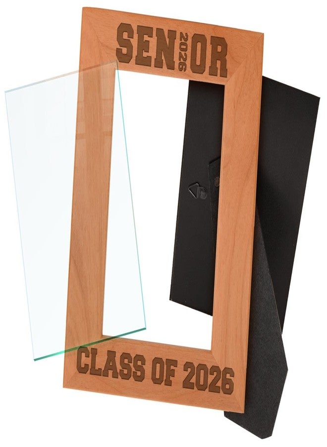 ذيس وير هدايا تخرج من ThisWear للنساء الخريجات، تحمل عبارة "2026"، هدية مثالية لحفلات التخرج، إطار صور من الخشب الطبيعي محفور بالليزر، مقاس 5x7 بوصة. - Image 3