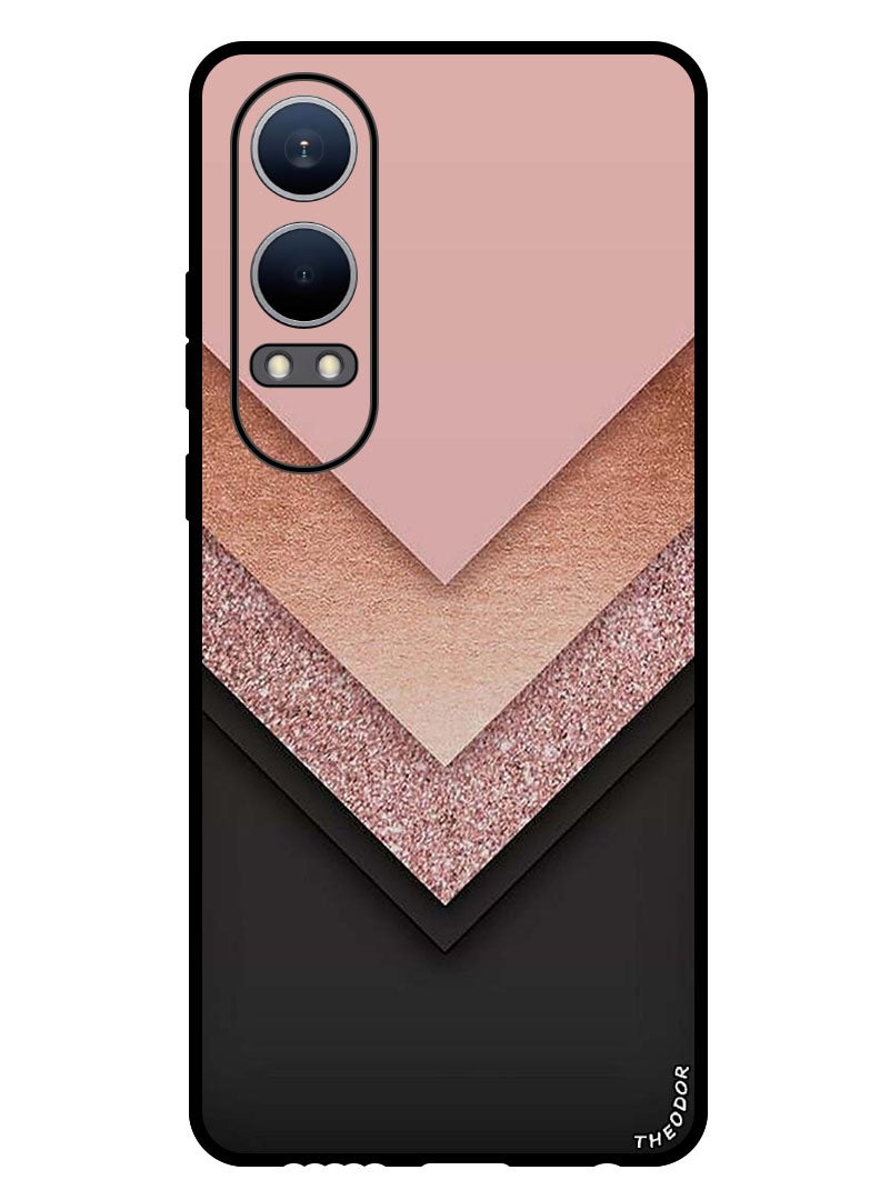 Theodor Protective Case Anti Scratch Shock Proof Bumper Cover For Oppo K12x (China) Black Golden & Pink - Image 1