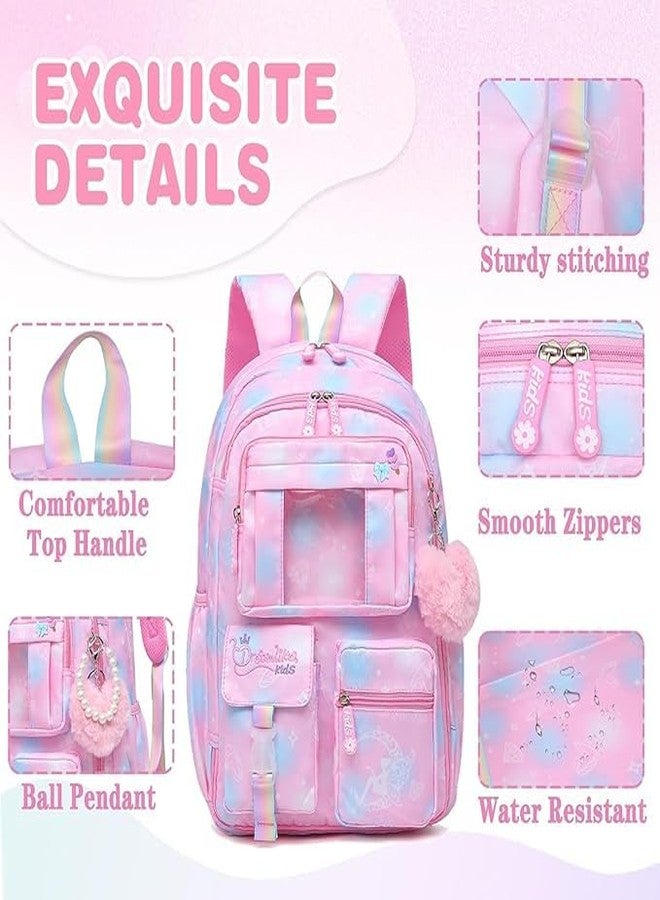 WebWares Girl Backpacks, School Bags for Middle Students, Kids Backpack for Girls, 7-12 Years Old Cartoon Water Resistant Backpack, School Backpacks for Girl (Pink) - Image 5