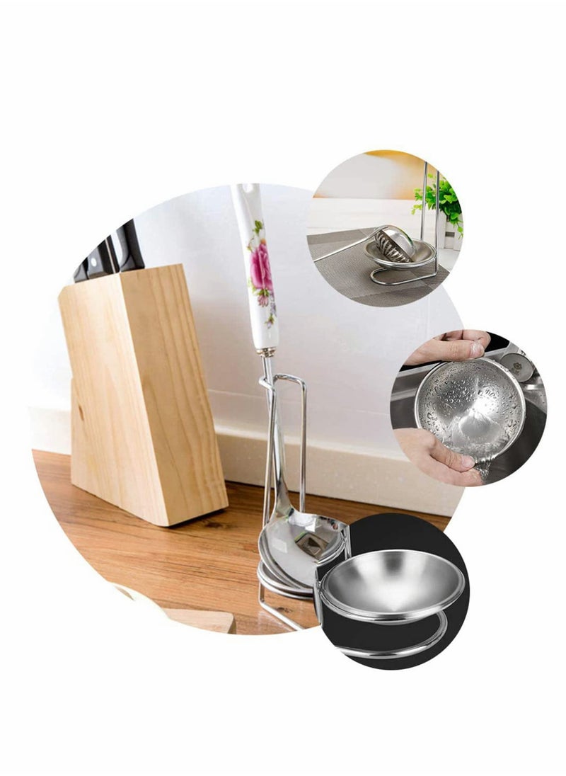 KASTWAVE 2pcs Stainless Steel Double Ladles Holder Vertical Spoon Rest Cooking Utensils Stand Tray or Hotpot Restaurant, Buffet, Fast Food Restaurant Kitchen Decor  - Image 5