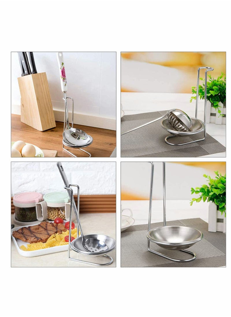 KASTWAVE 2pcs Stainless Steel Double Ladles Holder Vertical Spoon Rest Cooking Utensils Stand Tray or Hotpot Restaurant, Buffet, Fast Food Restaurant Kitchen Decor  - Image 2