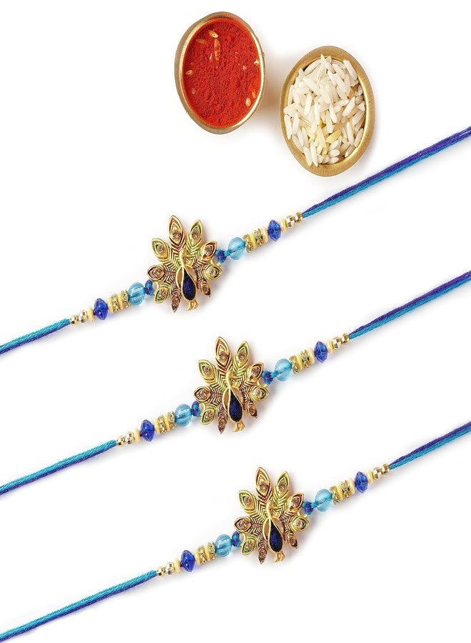 Pride Store Rakhi For Brother | Rakhi Set For Bahiya | Rakhi Set of 3 | With Greeting Card and Roli Chawal, Rakhi for bhai | Rakhi Set for brother - Image 1