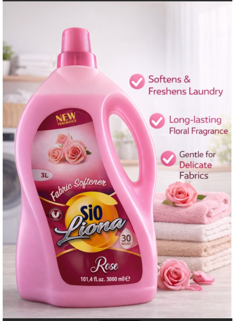 SIO Fabric Softener – Rose 3000 ml × 6 | Superior Softness & Floral Fragrance - Image 2
