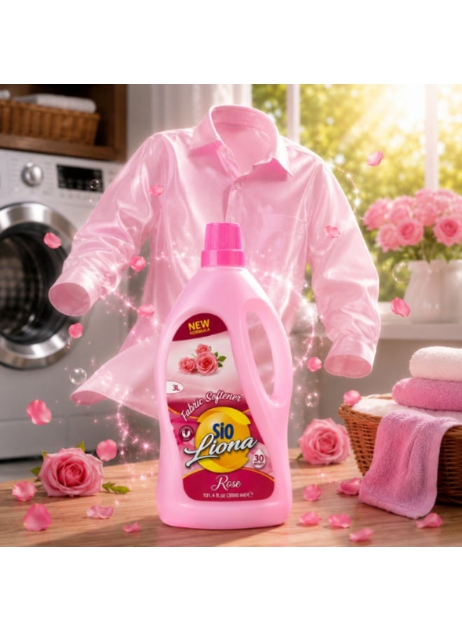Sio Rose Fabric Softener & Conditioner for Superior Softness, Long-Lasting Floral Scent & Fiber Protection, Mega Value Pack3000ml - Image 3