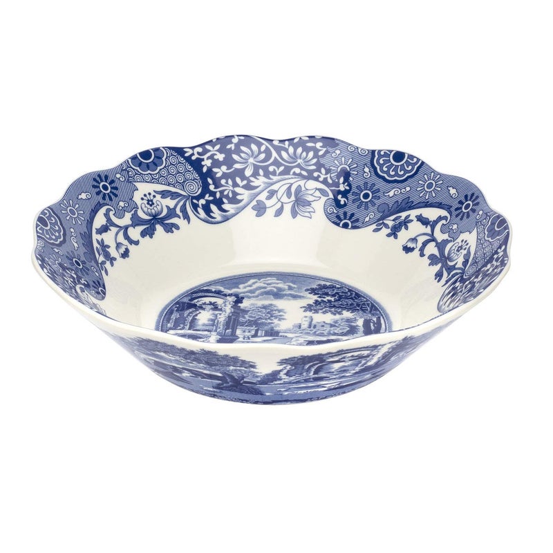 Spode Blue Italian 10-Inch Daisy Bowl - Decorative Scalloped Edge Serving Bowl with Blue Countryside Design - Elegant Accent Tableware for Salads, Fruit, Sides in Classic Dinnerware Style - Image 1