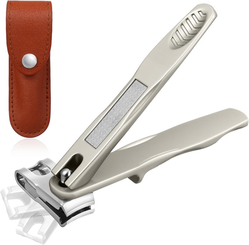 Nail Clippers for Seniors, 360 Degree Rotary Fingernail and Toenail Clippers with Long Handle Ultra Sharp Sturdy Stainless Steel Heavy Duty Large Toe Nail Clippers for Thick Nails Built-in Nail File