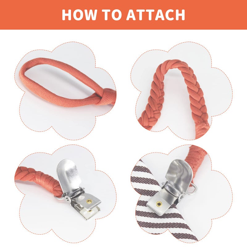 Duludulu 7 Pcs Braided Pacifier Clips for Boys and Girls, Pacifier Holder Baby Binky Clips Handmade Cotton Modern Unisex Pacifier Smoother Clip Fits All Pacifiers for Shower Birthday Gifts - Image 4