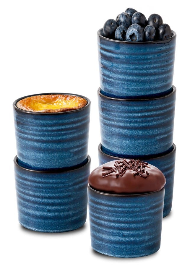 Hasense Ramekins 8 oz Oven Safe for Creme Brulee, Ceramic Souffle Dish Oven Safe Set of 6,Porcelain Dipping Sauce Bowls for Pudding, Creme Brulee, Souffle, Serving Dip, Custard, Ice Cream(Blue) - Image 1