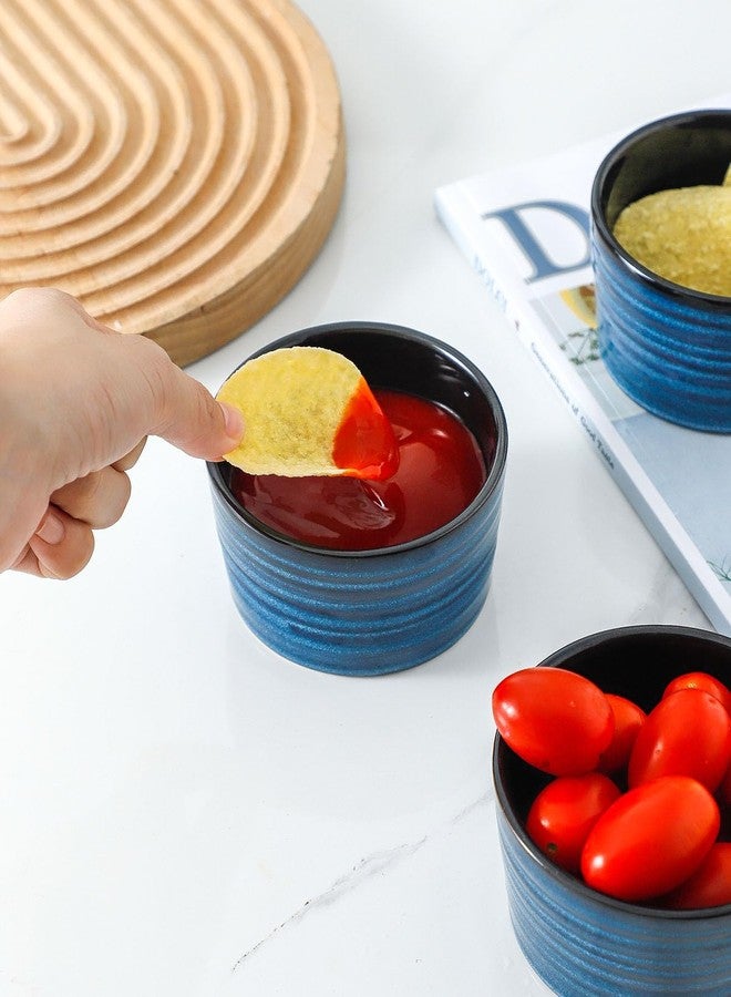 Hasense Ramekins 8 oz Oven Safe for Creme Brulee, Ceramic Souffle Dish Oven Safe Set of 6,Porcelain Dipping Sauce Bowls for Pudding, Creme Brulee, Souffle, Serving Dip, Custard, Ice Cream(Blue) - Image 4